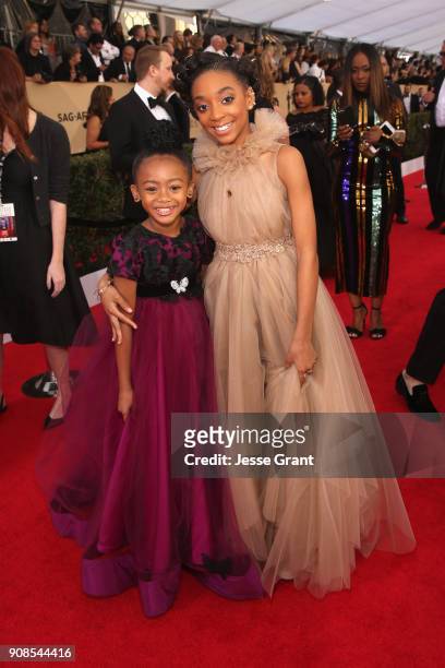 Actor Faithe Herman and Eris Baker attend the 24th Annual Screen Actors Guild Awards at The Shrine Auditorium on January 21, 2018 in Los Angeles,...