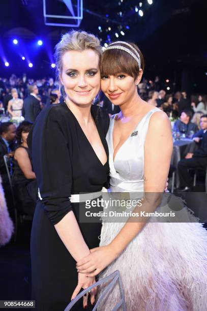 Actors Taylor Schilling and Jackie Cruz attend the 24th Annual Screen Actors Guild Awards at The Shrine Auditorium on January 21, 2018 in Los...