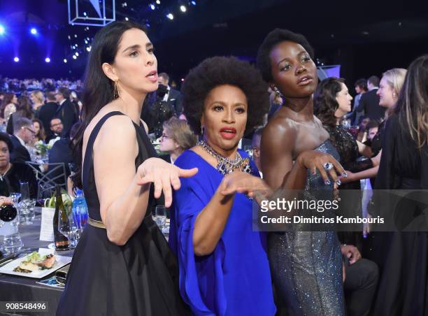 Actors Sarah Silverman, Jenifer Lewis and Lupita N'yongo attend the 24th Annual Screen Actors Guild Awards at The Shrine Auditorium on January 21,...