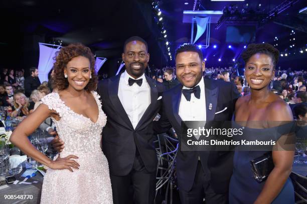 Actors Ryan Michelle Bathe, Sterling K. Brown, Anthony Anderson and Alvina Stewart attend the 24th Annual Screen Actors Guild Awards at The Shrine...