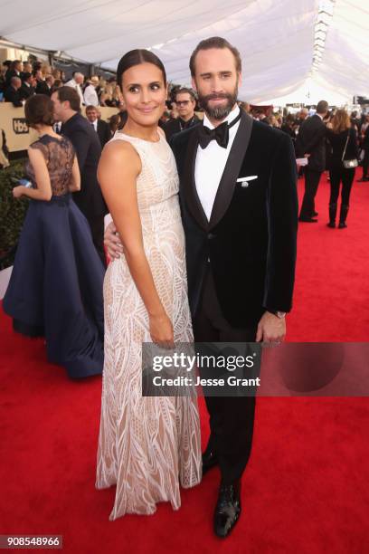 Actors María Dolores Dieguez and Joseph Fiennes attend the 24th Annual Screen Actors Guild Awards at The Shrine Auditorium on January 21, 2018 in Los...