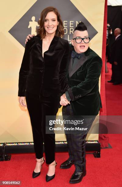 Actors Julie Lake and Lea DeLaria attend the 24th Annual Screen Actors Guild Awards at The Shrine Auditorium on January 21, 2018 in Los Angeles,...