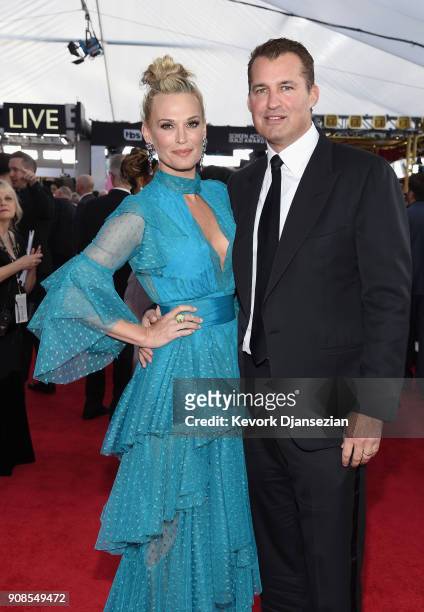 Model Molly Sims and Scott Stuber attend the 24th Annual Screen Actors Guild Awards at The Shrine Auditorium on January 21, 2018 in Los Angeles,...
