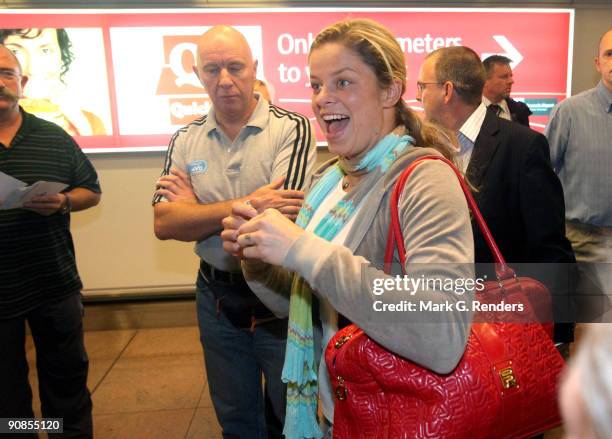 Open winner Kim Clijsters arrives at Zaventem Airport on September 16, 2009 in Brussels, Belgium.