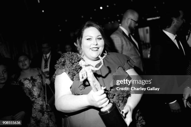 Actor Chrissy Metz poses with award for Outstanding Performance by an Ensemble in a Drama Series backstage during the 24th Annual Screen Actors Guild...