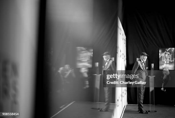 Actor Morgan Freeman poses with Screen Actors Guild Life Achievement Award backstage during the 24th Annual Screen Actors Guild Awards at The Shrine...