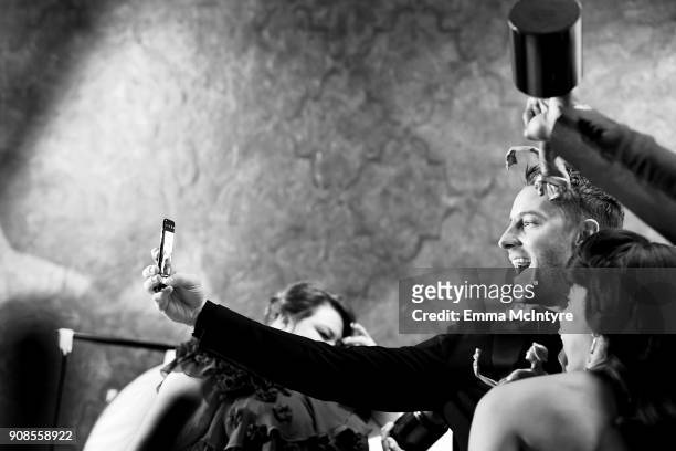 Actor Justin Hartley poses for a selfie photo at the 24th Annual Screen Actors Guild Awards at The Shrine Auditorium on January 21, 2018 in Los...