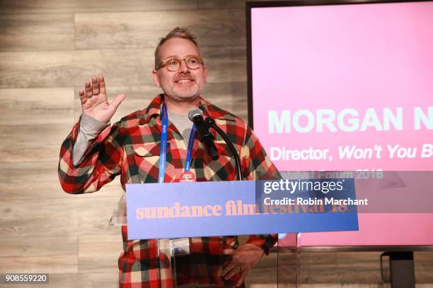 Director Morgan Neville speaks on stage at the Catalyst Reception during 2018 Sundance Film Festival at The Claim Jumper on January 21, 2018 in Park...