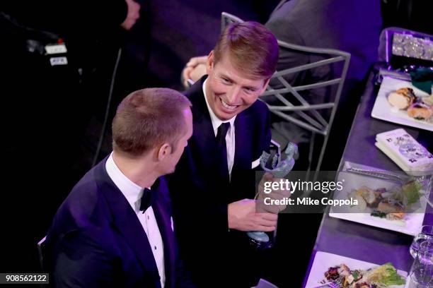 Actors Alexander Skarsgård and Jack McBrayer attend the 24th Annual Screen Actors Guild Awards at The Shrine Auditorium on January 21, 2018 in Los...