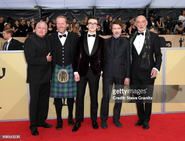 Actors Conleth Hill, Iain Glen, Isaac Hempstead Wright, Aidan Gillen and James Faulkner attend the 24th Annual Screen Actors Guild Awards at The...