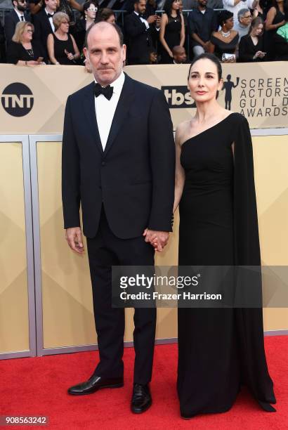 Actor Nick Sandow and Tamara Malkin-Stuart attend the 24th Annual Screen Actors Guild Awards at The Shrine Auditorium on January 21, 2018 in Los...