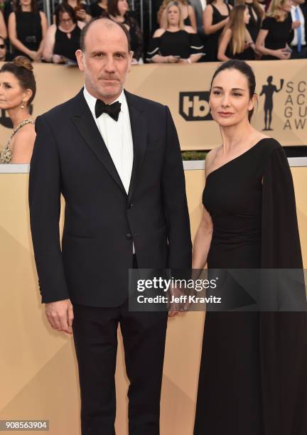 Actor Nick Sandow and Tamara Malkin-Stuart attend the 24th Annual Screen Actors Guild Awards at The Shrine Auditorium on January 21, 2018 in Los...