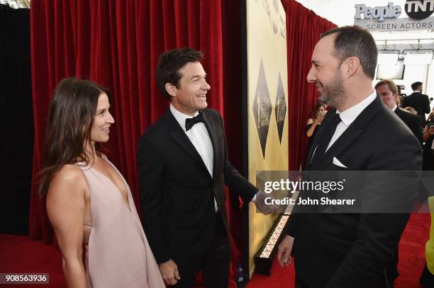 Actors Amanda Anka, Jason Bateman, and Tony Hale attend the 24th Annual Screen Actors Guild Awards at The Shrine Auditorium on January 21, 2018 in...