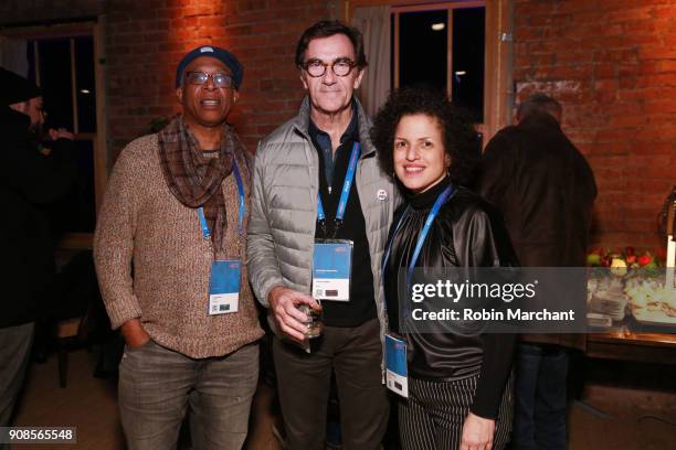 Joe Brewster, Stephen Segaller, and Michele Stephenson attend the Catalyst Reception during 2018 Sundance Film Festival at The Claim Jumper on...