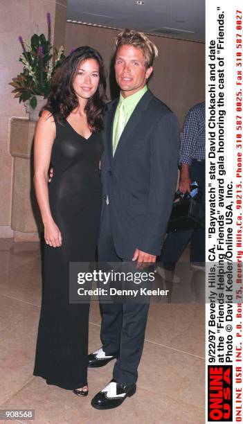 Beverly Hills, CA. "Baywatch" star David Chokachi girlfriend, Brooke Langton at the "Friends Helping Friends" award gala honoring the cast of...