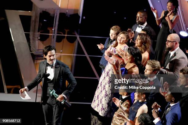 Actor Milo Ventimiglia and the cast of 'This Is Us' onstage onstage during the 24th Annual Screen Actors Guild Awards at The Shrine Auditorium on...