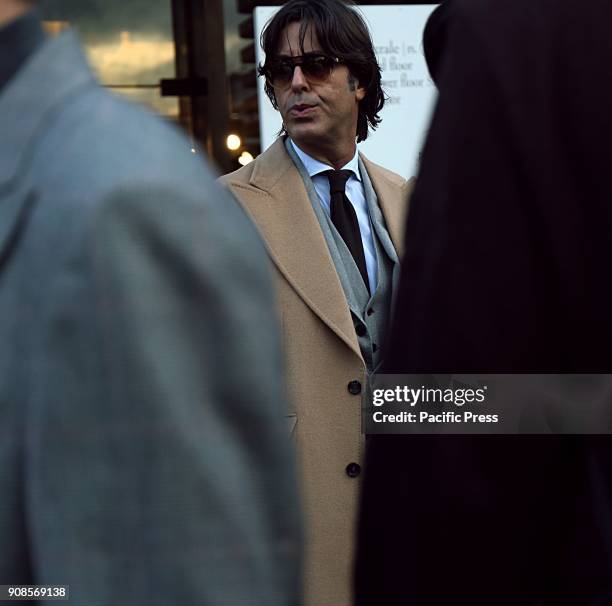 Francesco Celentano on the street during the Pitti 93.