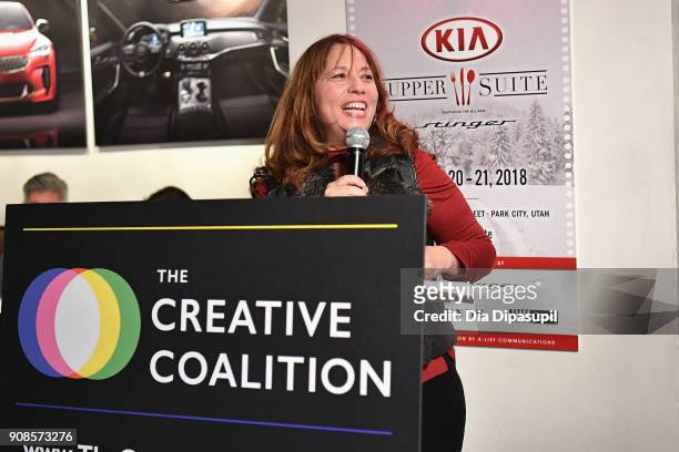 Producer Robin Bronk attends the 2018 Spotlight Initiative Awards Gala Dinner at Kia Supper Suite on January 21, 2018 in Park City, Utah.