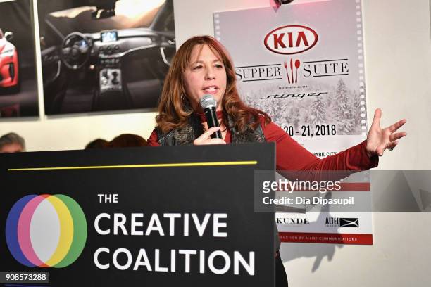 Producer Robin Bronk attends the 2018 Spotlight Initiative Awards Gala Dinner at Kia Supper Suite on January 21, 2018 in Park City, Utah.