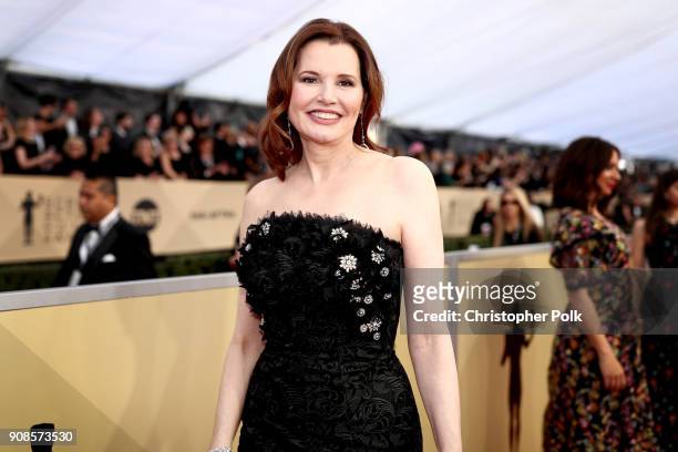 Actor Geena Davis attends the 24th Annual Screen Actors Guild Awards at The Shrine Auditorium on January 21, 2018 in Los Angeles, California....
