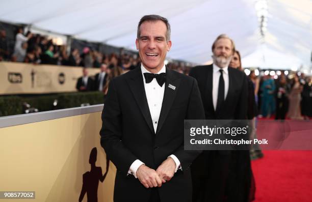 Los Angeles City Mayor Eric Garcetti attends the 24th Annual Screen Actors Guild Awards at The Shrine Auditorium on January 21, 2018 in Los Angeles,...