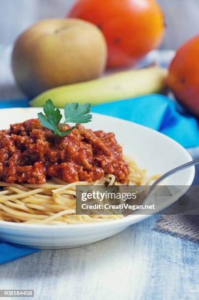 spaghetti bolognese - italian parsley stock pictures, royalty-free photos & images