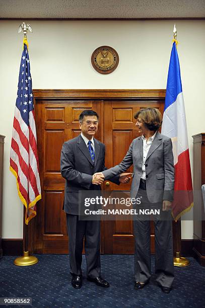 French Minister of State for Foreign Trade Anne-Marie Idrac meets with US Commerce Secretary Gary Locke September 16, 2009 in the Diplomatic...