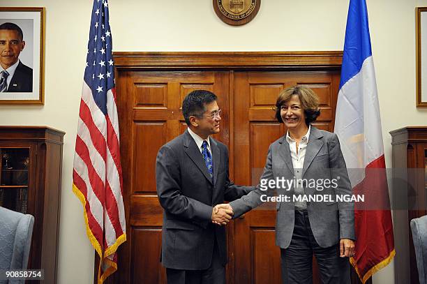 French Minister of State for Foreign Trade Anne-Marie Idrac meets with US Commerce Secretary Gary Locke September 16, 2009 in the Diplomatic...