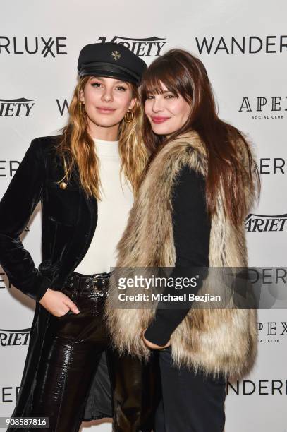 Camila Morrone and Lucila Sola attend WanderLuxxe House with Apex Social Club presents Augustine Frizzell's NEVER GOIN' BACK premiere party during...