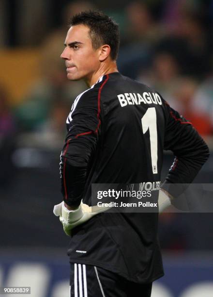 Diego Benaglio of Wolfsburg gestures during the UEFA Champions League Group B match between VfL Wolfsburg and CSKA Moscow at Volkswagen Arena on...