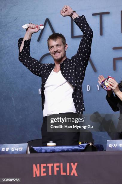 Actor Joel Kinnaman attends the press conference for NETFLIX's 'Altered Carbon' on January 22, 2018 in Seoul, South Korea.