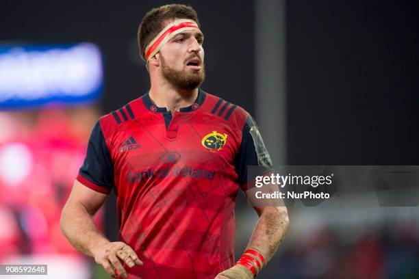 Jean Kleyn of Munster during the European Rugby Champions Cup Round 6 match between Munster Rugby and Castres Olympique at Thomond Park in Limerick,...