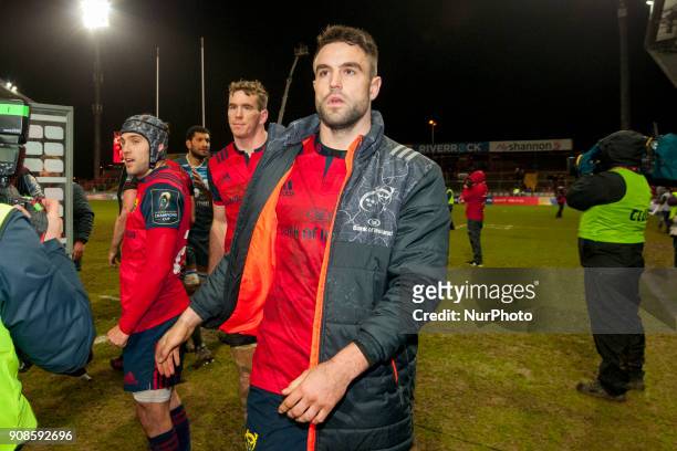 Conor Murray of Munster during the European Rugby Champions Cup Round 6 match between Munster Rugby and Castres Olympique at Thomond Park in...