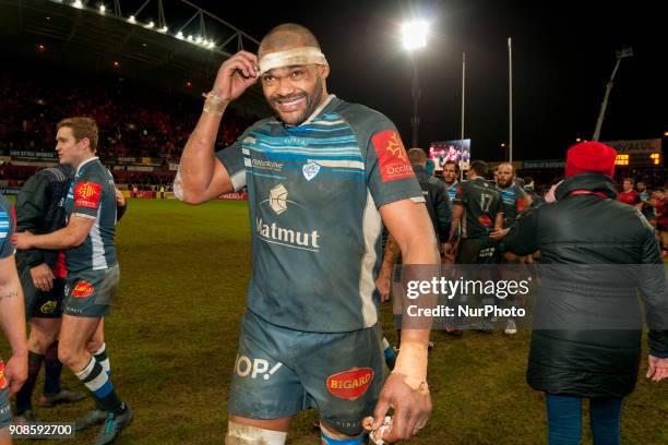 Aleksandre Bias of Castres during the European Rugby Champions Cup Round 6 match between Munster Rugby and Castres Olympique at Thomond Park in...