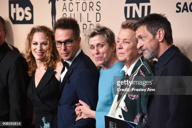Sam Rockwell, Frances McDormand, Sandy Martin and John Hawkes attend 24th Annual Screen Actors Guild Awards - Press Room on January 21, 2018 in Los...