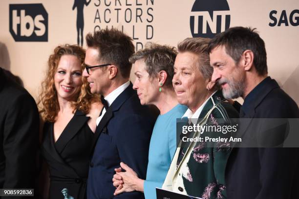 Sam Rockwell, Frances McDormand, Sandy Martin and John Hawkes attend 24th Annual Screen Actors Guild Awards - Press Room on January 21, 2018 in Los...
