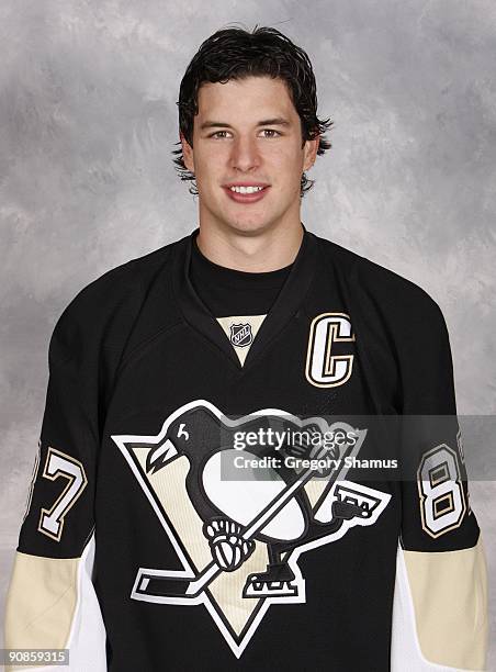 Sidney Crosby of the Pittsburgh Penguins poses for his official headshot for the 2009-2010 NHL season.