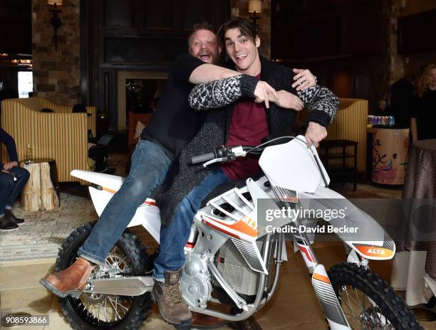 Christian Hansen and actor RJ Mitte attend the Gamechanger Films reception at the RAND Luxury Escape during the 2018 Sundance Film Festival at The...