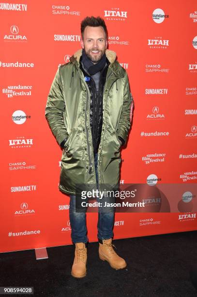 Joel McHale attends the "Assassination Nation" Premiere during the 2018 Sundance Film Festival at Park City Library on January 21, 2018 in Park City,...