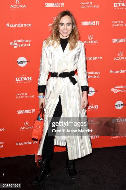 Suki Waterhouse attends the "Assassination Nation" Premiere during the 2018 Sundance Film Festival at Park City Library on January 21, 2018 in Park...