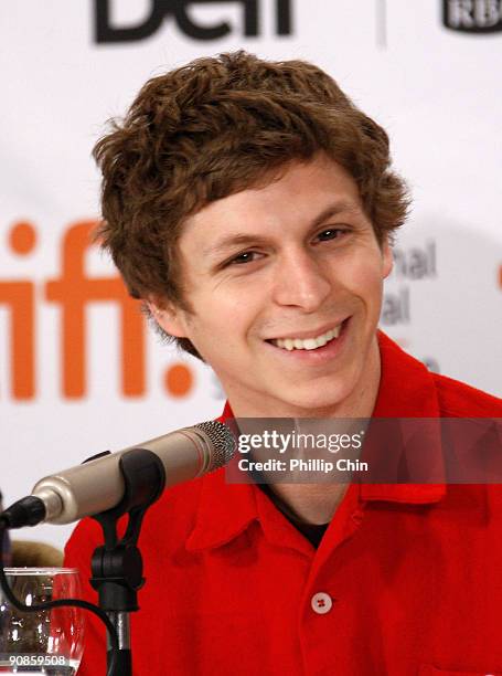 Actor Michael Cera speaks onstage at the "Youth In Revolt" press conference held at the Sutton Place Hotel on September 16, 2009 in Toronto, Canada.