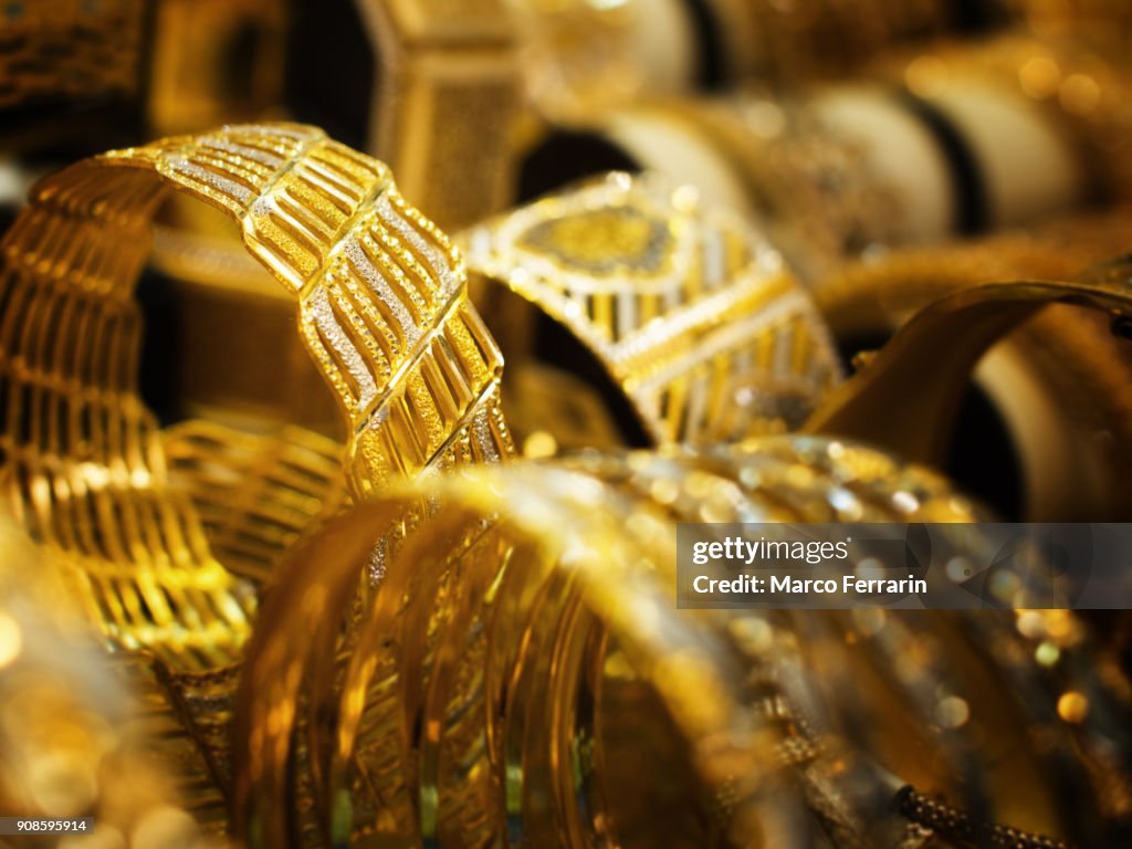 Gold Bracelets for Sale at Gold Souk in Dubai, United Arab Emirates