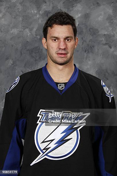 Zenon Konopka of the Tampa Bay Lightning poses for his official headshot for the 2009-2010 NHL season.