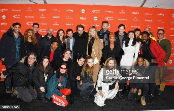 Cast and Crew of 'Assasination Nation' attend the "Assassination Nation" Premiere during the 2018 Sundance Film Festival at Park City Library on...