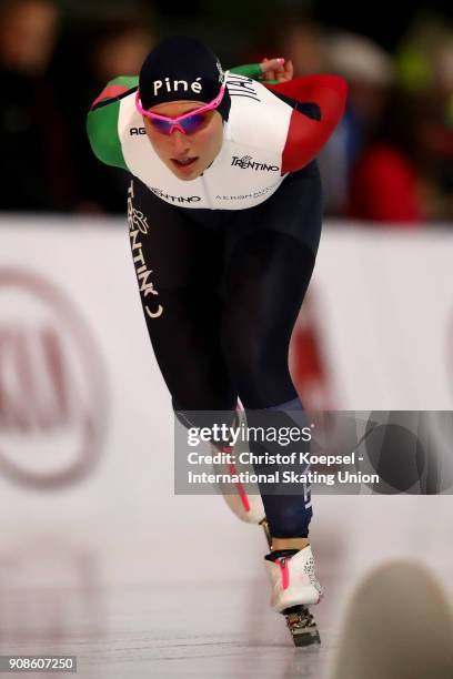 Francesca Lollobrigida of Italy competes in the ladies 3000m Division A race during Day 3 of the ISU World Cup Speed Skating at...