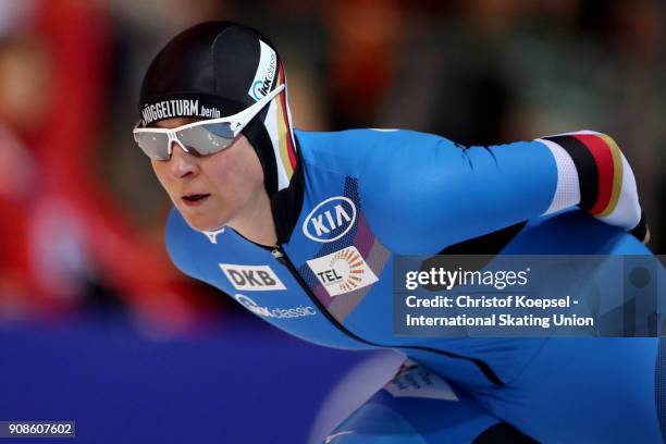Claudia Pechstein of Germany competes in the ladies 3000m Division A race during Day 3 of the ISU World Cup Speed Skating at...
