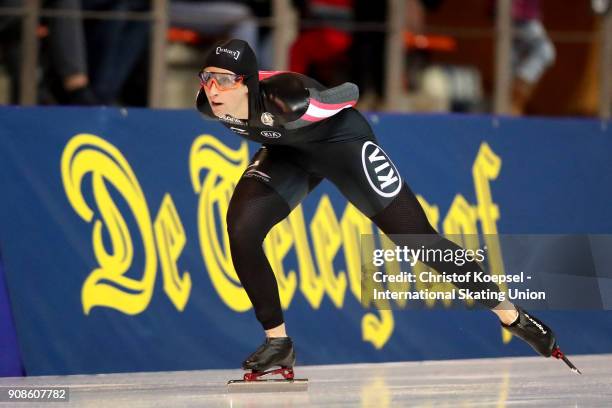 Ivanie Blondin of Canada competes in the ladies 3000m Division A race during Day 3 of the ISU World Cup Speed Skating at...