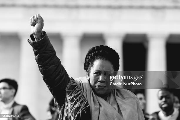 Rep. Sheila Jackson Lee stood with people gathered on the steps of the Lincoln Memorial, for the &quot;Women's March on Washington 2018&quot;. For...