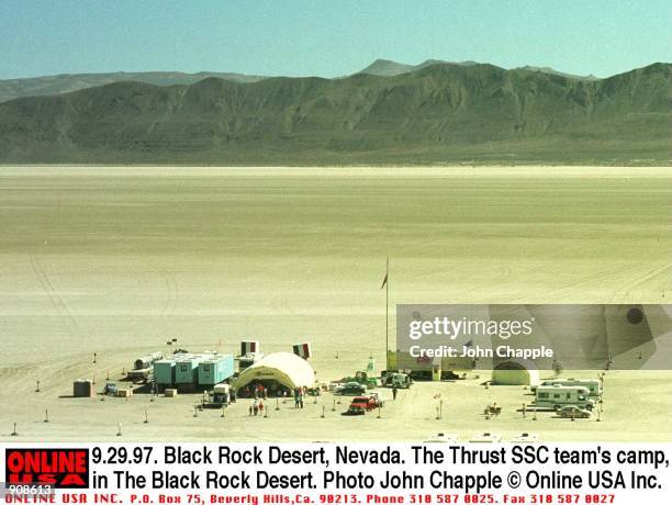 Black Rock Desert, Nevada. Thrust SSC team camp in the Black Rock Desert