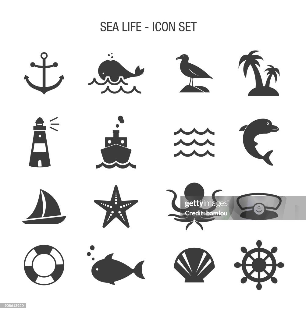 Zee leven Icon Set
